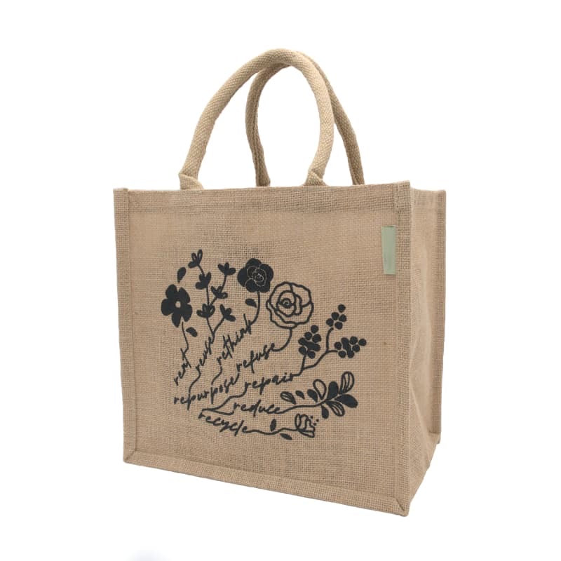 Flower printed jute bags