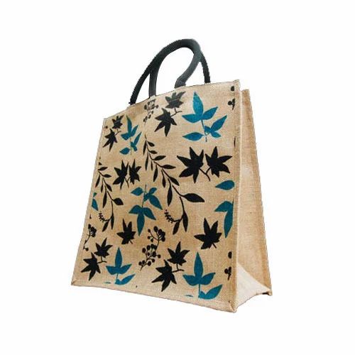 Leaf Printed Jute Bag