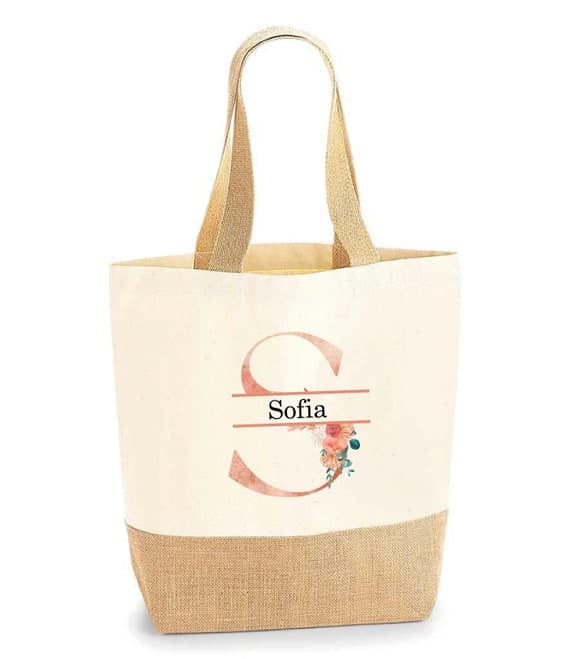 Name Printed Jute Tote Bag