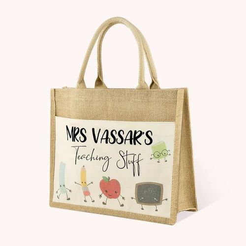 Name Printed with Some Cartoons Jute Bag