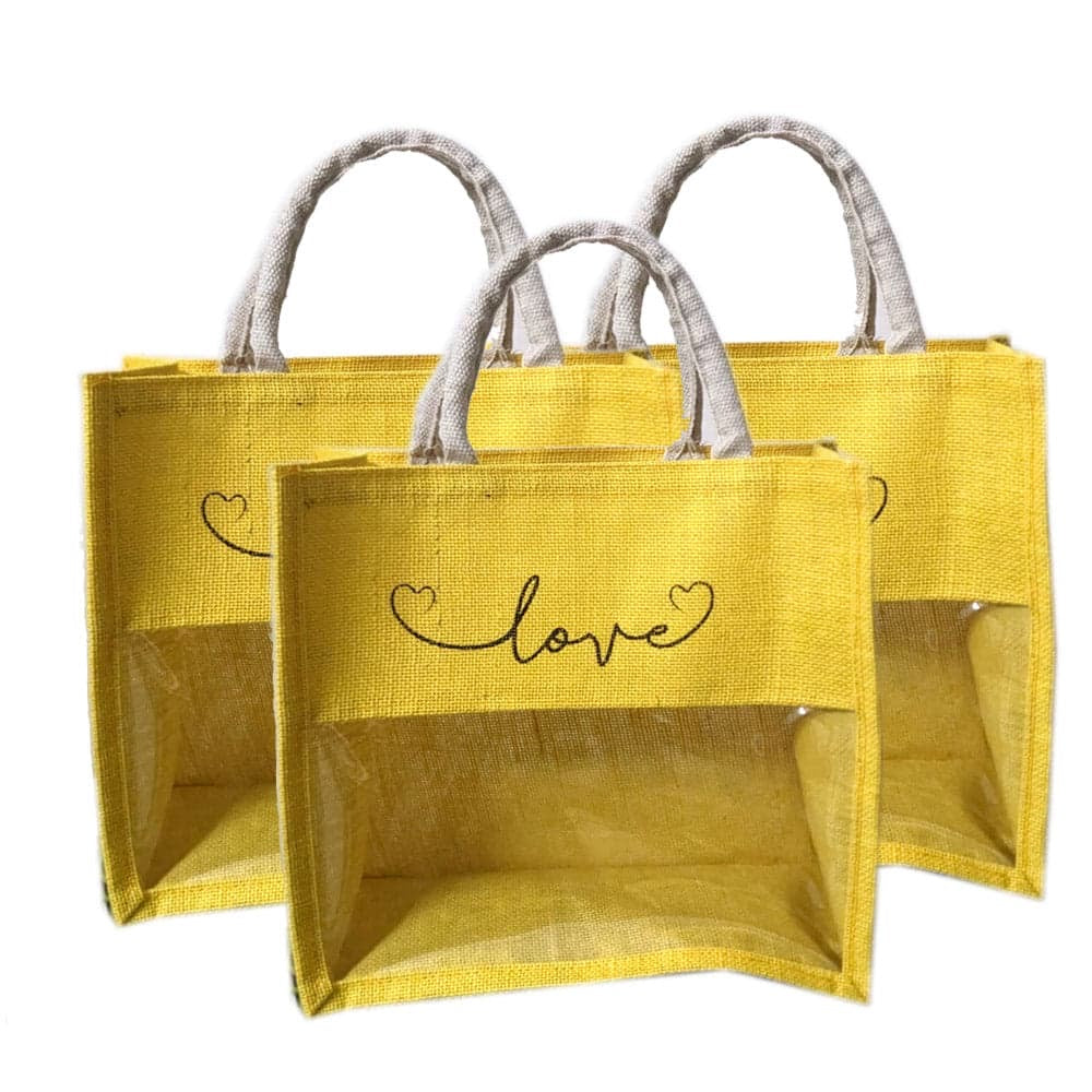 Natural Jute Bag With One Side Transparent