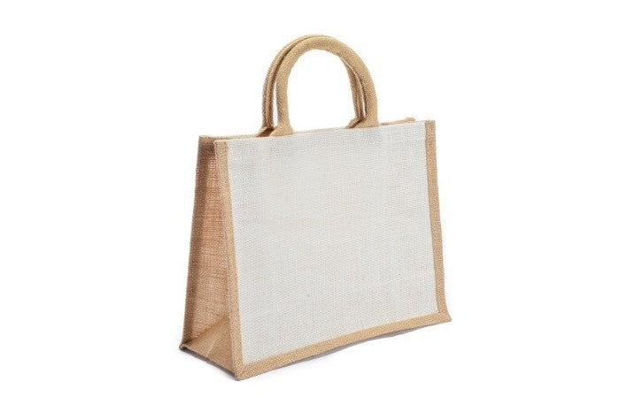 Plain Jute Bag with White Canvas