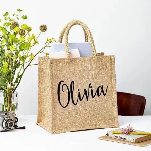 Plain Jute bag with Name Printed