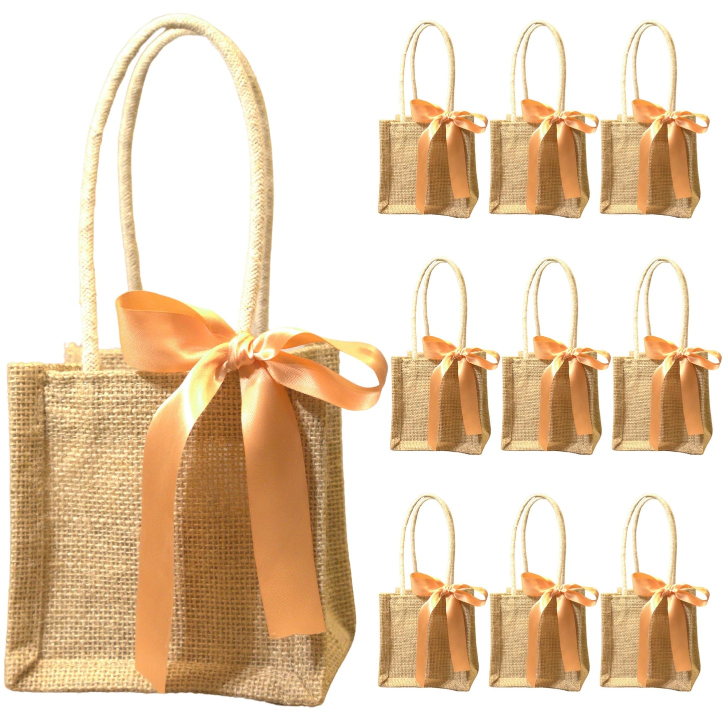 Ribbon bow small jute bags