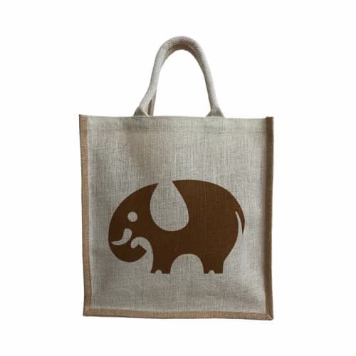 Cute Elephant Printed Medium Size Jute Bag