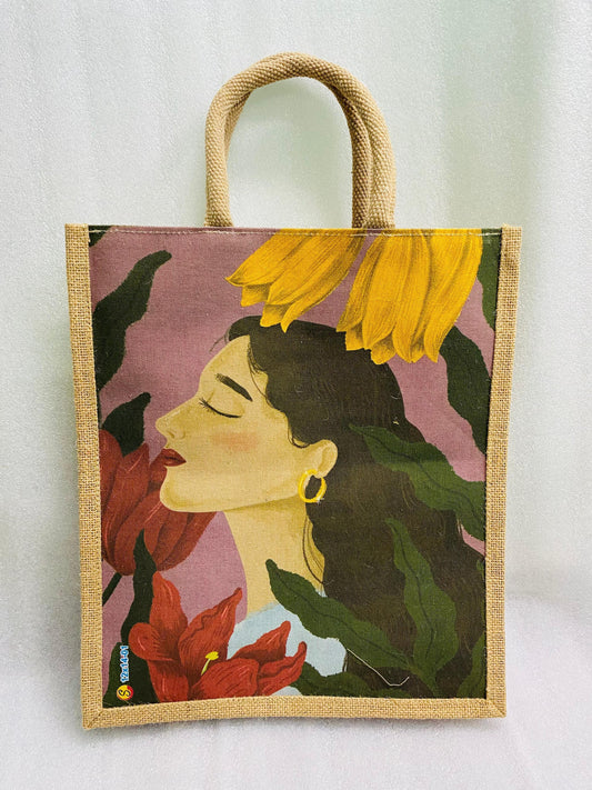 Designer Screen Printed Jute Bag