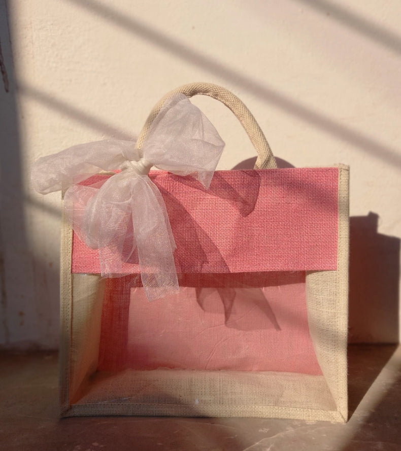 Gifting Bag with Ribbon and One side Transparent