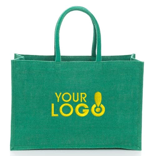 Green colour Jute Bag with your logo Printed 