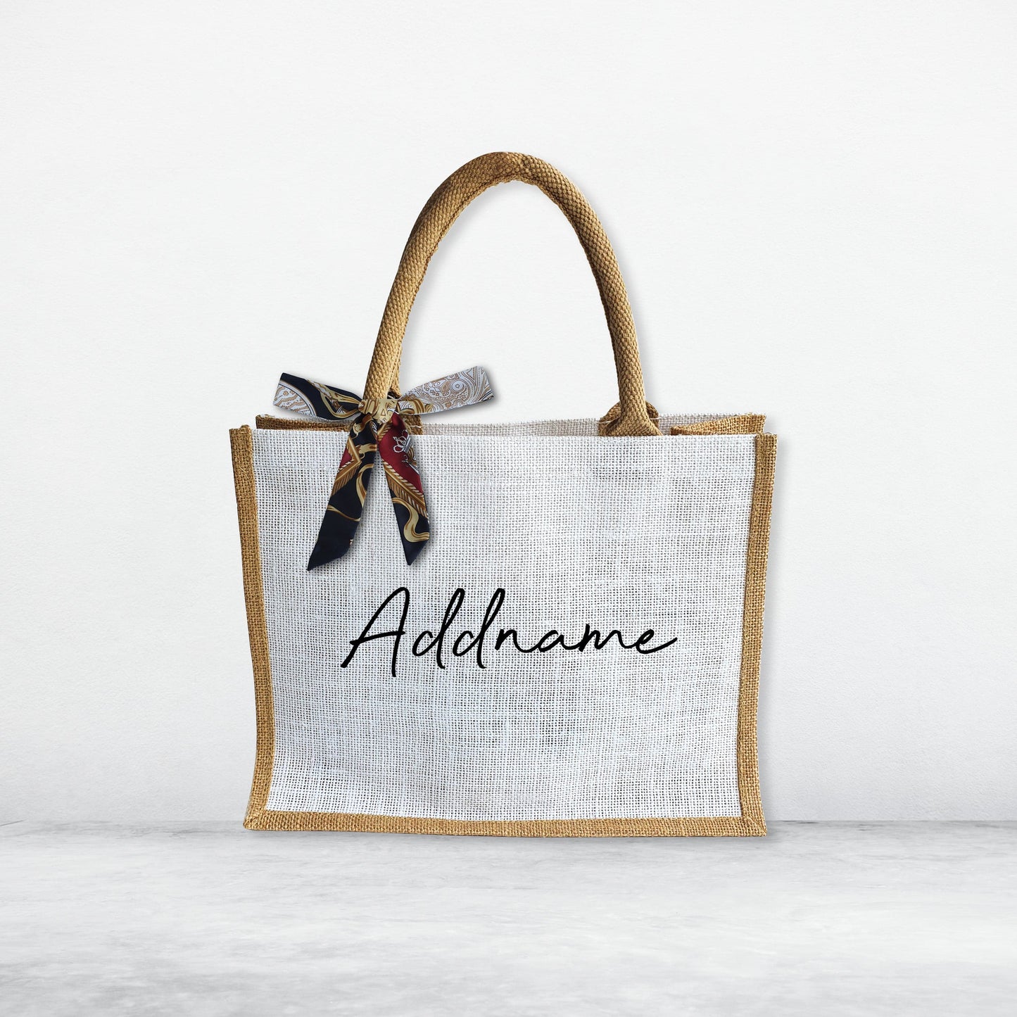 Jute Bag with Colorful Ribbon