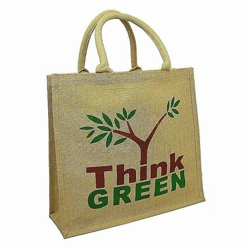 Jute Bag with Think Green Printed on it