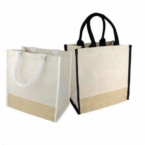 Plain Jute Bag  with Colored Edges