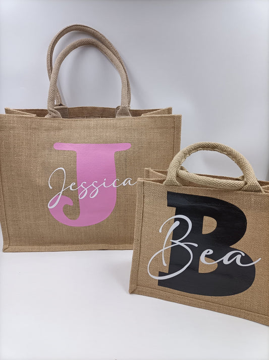 Jute Bags for Couple with Name Printed