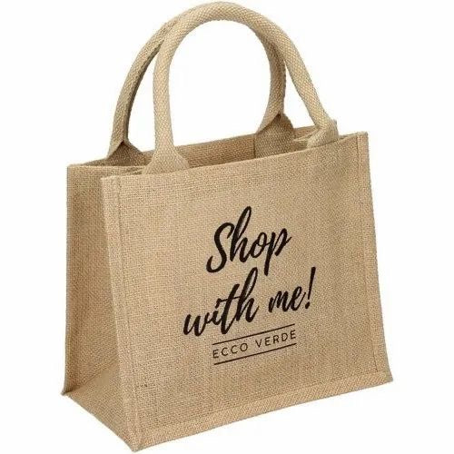 One-Side Printed with Cotton Rope Handle Jute Bag