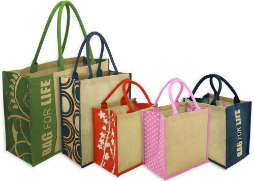 Plain Front and Printed Colored Edges Jute Bag