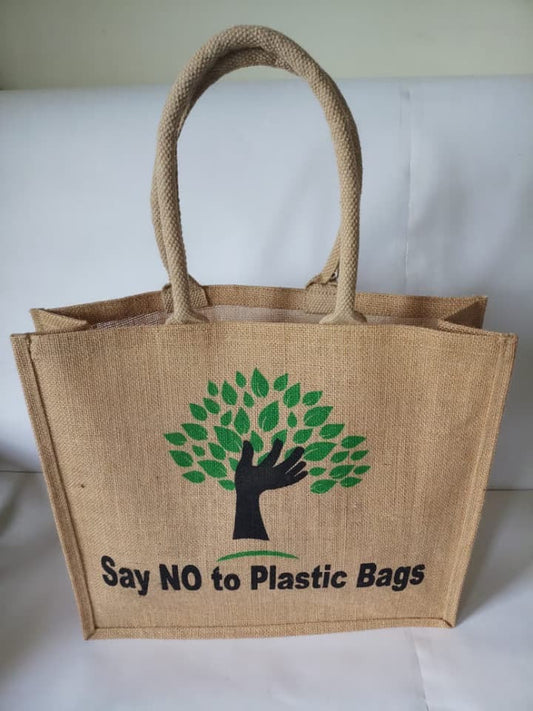 Text Printed with Cotton Rope Handle Jute Bag