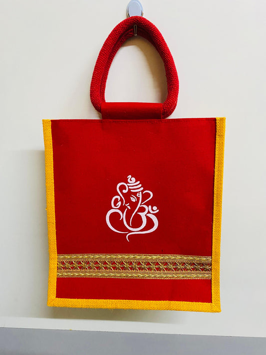 Designer Ganesha Wedding Jute Bag