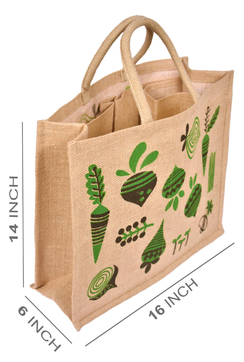 Grocery Natural Jute Bag with Compartments