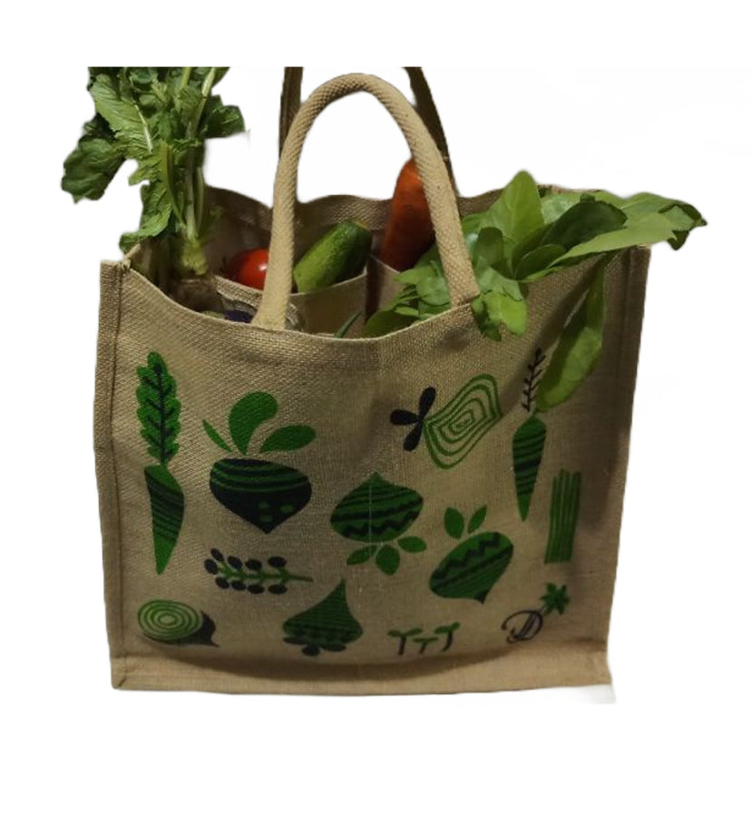 Grocery Natural Jute Bag with Compartments