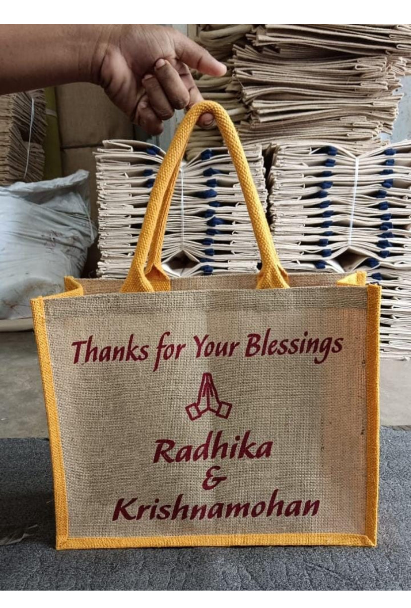 Wedding Name Printed Jute Bag