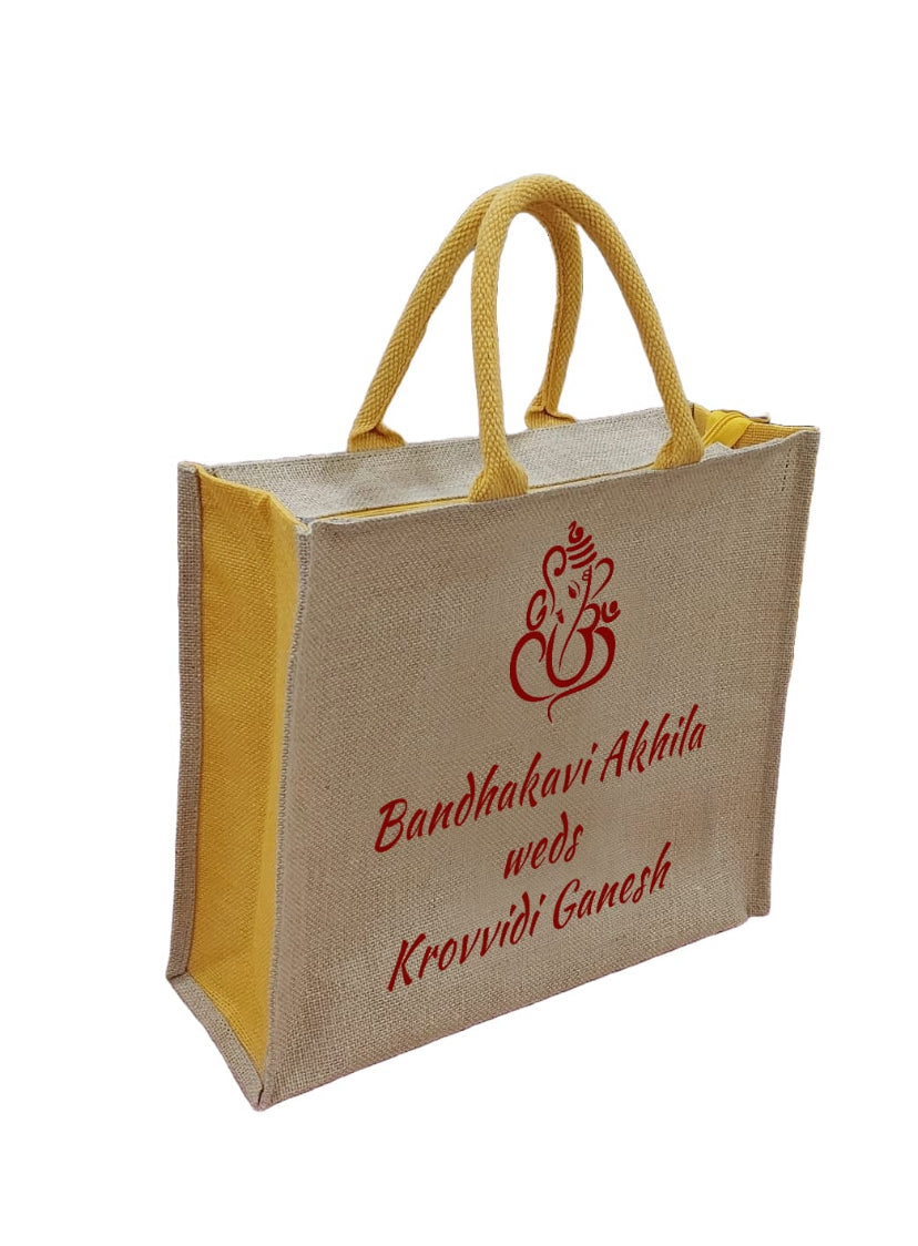 Wedding Name Printed Jute Bag