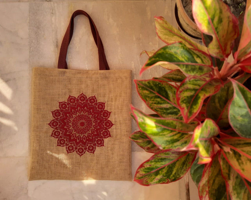 Printed Designer Jute Tote Bag