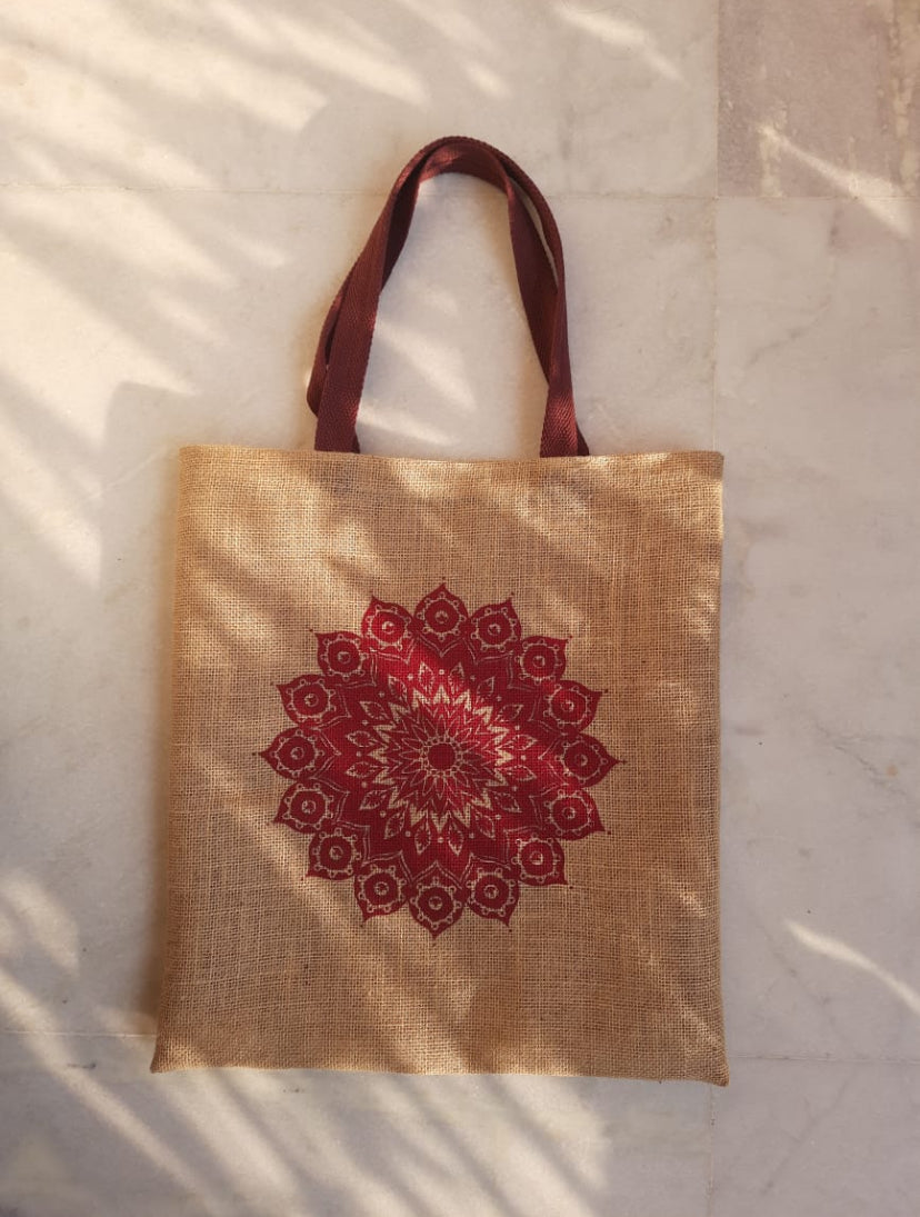 Printed Designer Jute Tote Bag