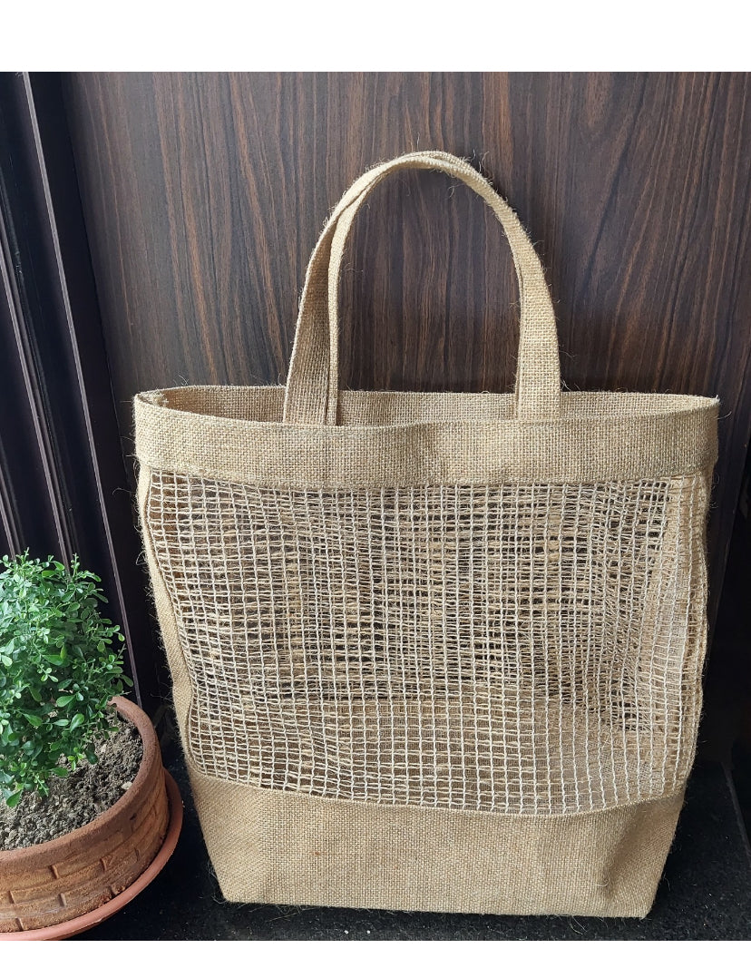 Space Stitching Grocery Jute Bag