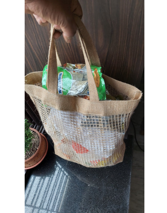 Space Stitching Grocery Jute Bag