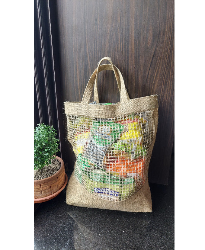 Space Stitching Grocery Jute Bag