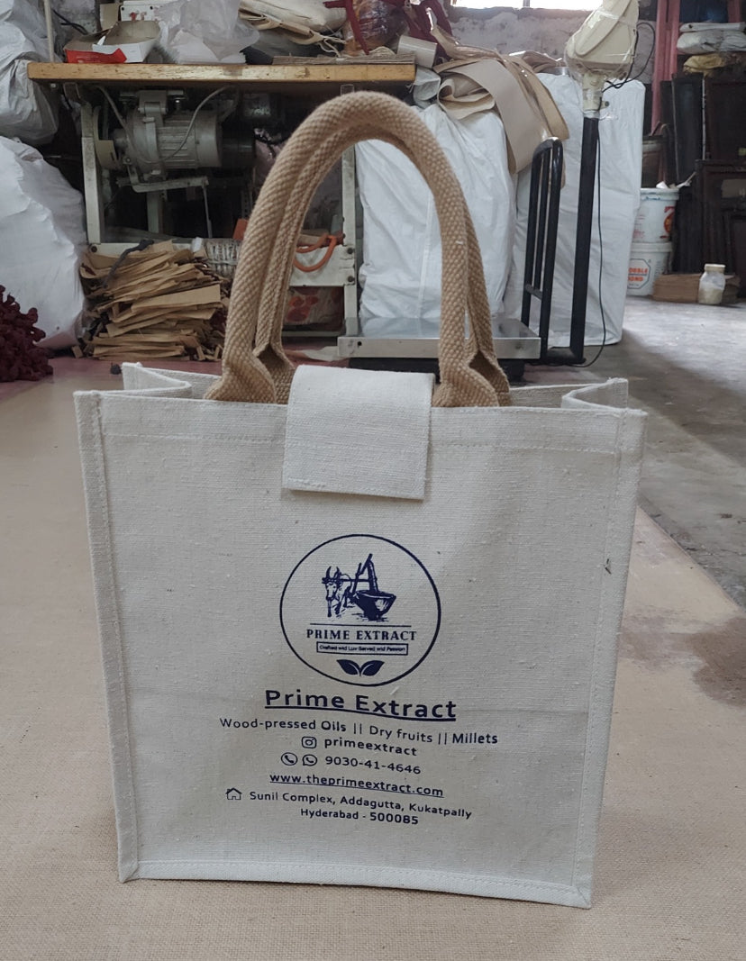 Corporate White Cotton Canvas Jute Bag