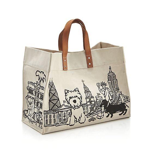 Canvas Cotton Printed Jute Bag with Leather Handle