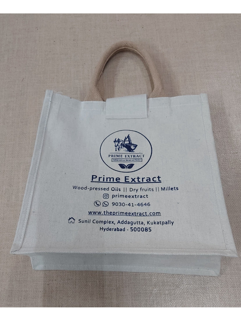 Corporate White Cotton Canvas Jute Bag