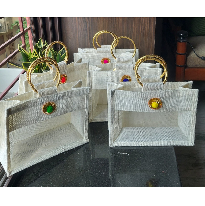 Wedding Gift  White Canvas Jute Bags