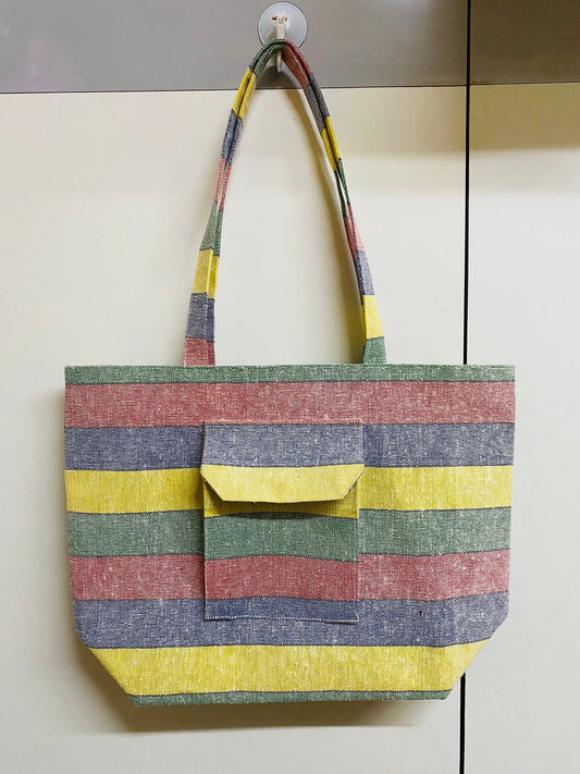 Printed Designer Canvas Tote Bag with Chain Zipper