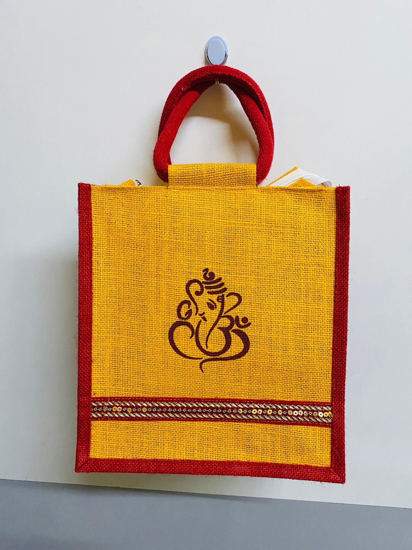 Designer Ganesha Wedding Jute Bag